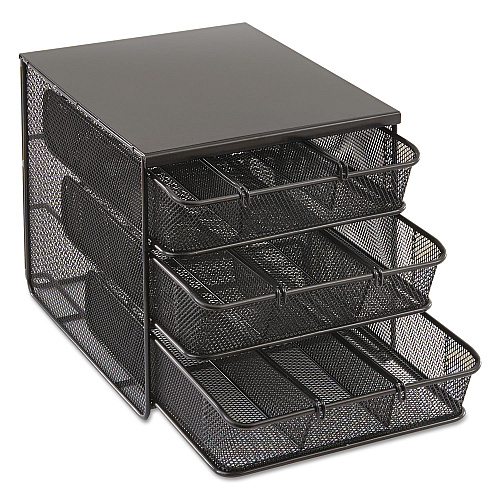 Safco 3 Drawer Hospitality Organizer, 7 Compartments, 11.5 x 8.25 x 8.25, Black (3275BL)