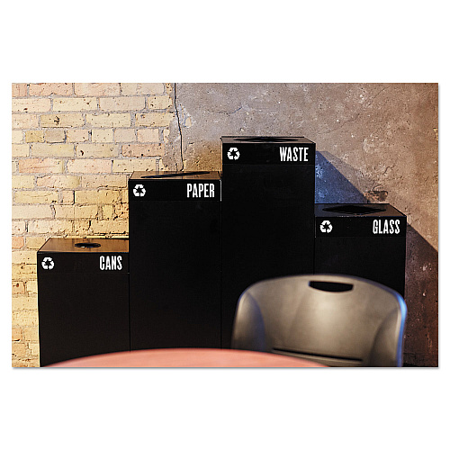 Safco Public Square Recycling Receptacles, Paper Recycling, 42 gal, Steel, Black (2984BL)