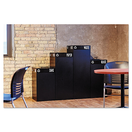 Safco Public Square Recycling Receptacles, Paper Recycling, 42 gal, Steel, Black (2984BL)