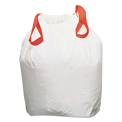 Draw 'n Tie Heavy-Duty Trash Bags, Drawstring, 13 gal, 24.5" x 27.38", White, 50 Bags/Roll, 4 Rolls/Box (1DK200)