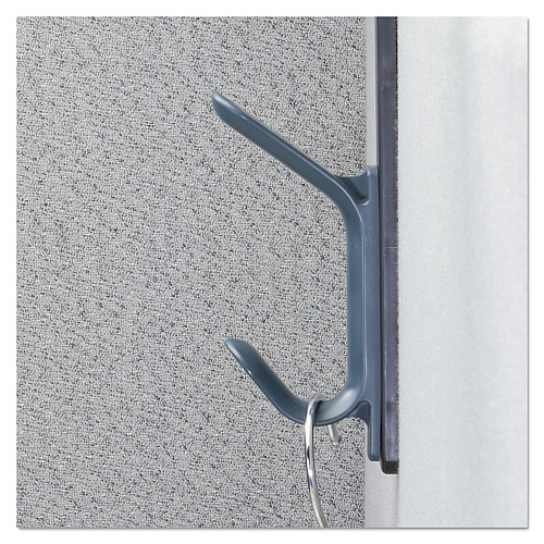 Universal Recycled Cubicle Double Coat Hook, Plastic, Charcoal (UNV08607)