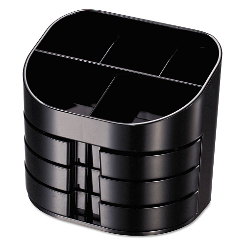 Officemate Double Supply Organizer, 11-Compartments, 6 Drawers, Plastic, 6.5 x 4.75 x 5.75, Black (22822)