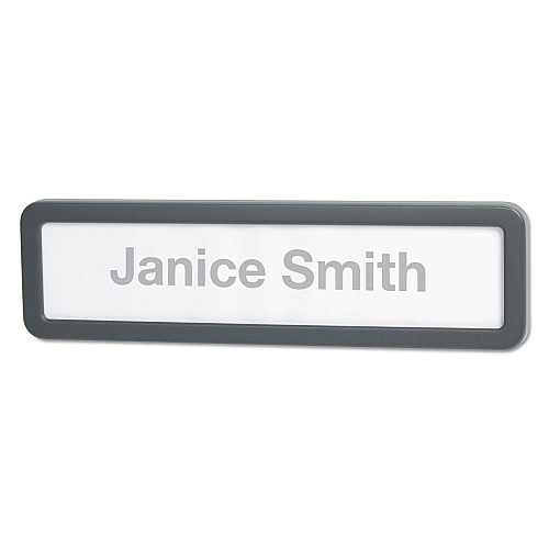 Universal Recycled Cubicle Nameplate with Rounded Corners, 9 x 2.5, Charcoal (UNV08223)