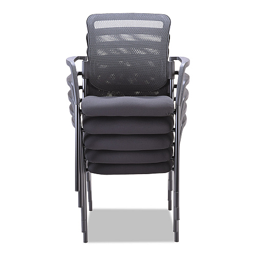 Alera Elusion Series Mesh Back Stacking Guest Chair, 26" x 25.6" x 36.2", Black Seat, Black Back, Black Base (ALEEL4314)