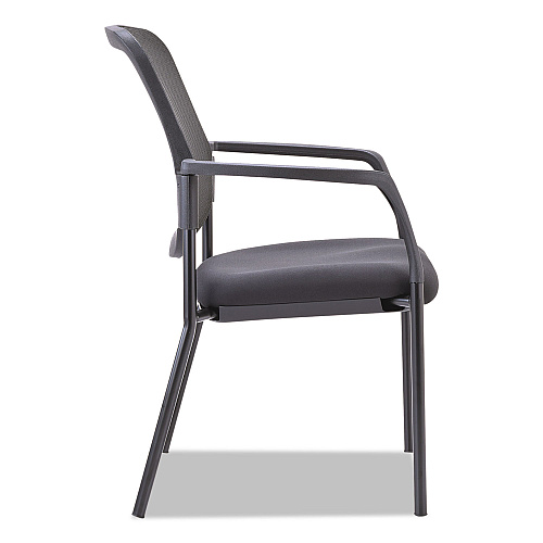 Alera Elusion Series Mesh Back Stacking Guest Chair, 26" x 25.6" x 36.2", Black Seat, Black Back, Black Base (ALEEL4314)