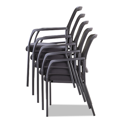 Alera Elusion Series Mesh Back Stacking Guest Chair, 26" x 25.6" x 36.2", Black Seat, Black Back, Black Base (ALEEL4314)
