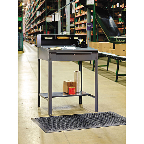 Tennsco Open Steel Shop Desk, 34.5" x 29" x 53.75", Medium Gray (SR57MG)