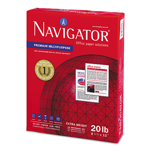 Navigator Premium Multipurpose Copy Paper, 97 Bright, 20lb Bond Weight, 8.5 x 11, White, 500/Ream, 10 Reams/Carton, 40 Cartons/Pallet (NMP1120PLT)