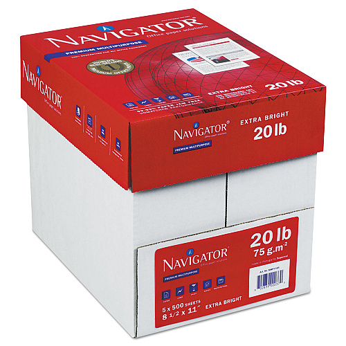 Navigator Premium Multipurpose Copy Paper, 97 Bright, 20lb Bond Weight, 8.5 x 11, White, 500/Ream, 10 Reams/Carton, 40 Cartons/Pallet (NMP1120PLT)