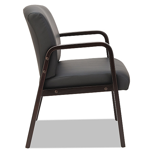 Alera Reception Lounge WL Series Guest Chair, 24.21" x 24.8" x 32.67", Black Seat, Black Back, Espresso Base (ALERL4319E)