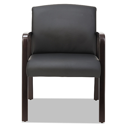 Alera Reception Lounge WL Series Guest Chair, 24.21" x 24.8" x 32.67", Black Seat, Black Back, Espresso Base (ALERL4319E)