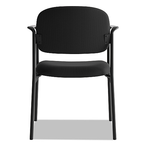 HON VL616 Stacking Guest Chair with Arms, Fabric Upholstery, 23.25" x 21" x 32.75", Black Seat, Black Back, Black Base (VL616VA10)
