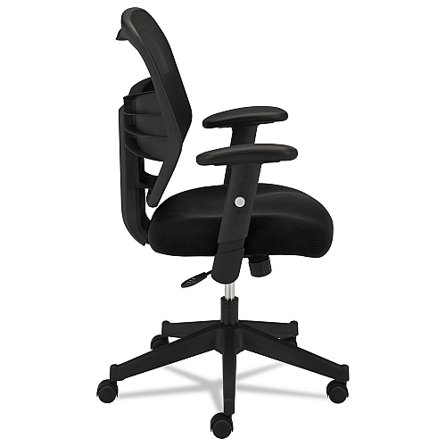 HON VL531 Mesh High-Back Task Chair with Adjustable Arms, Supports Up to 250 lb, 18" to 22" Seat Height, Black (VL531MM10)