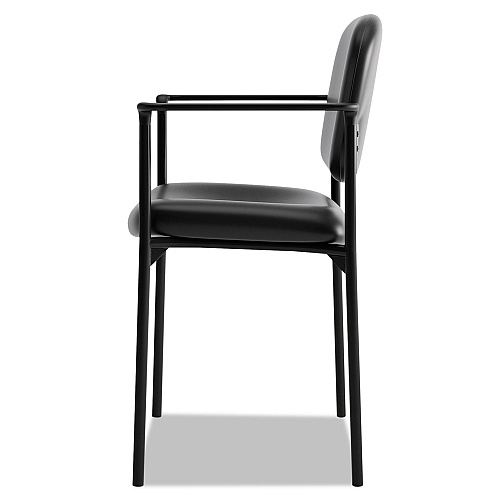 HON VL616 Stacking Guest Chair with Arms, Bonded Leather Upholstery, 23.25" x 21" x 32.75", Black Seat, Black Back, Black Base (VL616SB11)