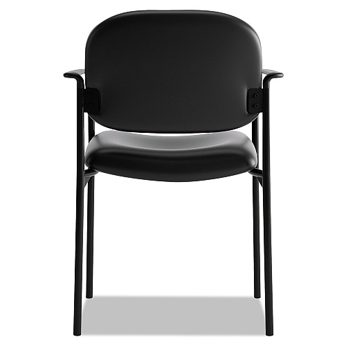 HON VL616 Stacking Guest Chair with Arms, Bonded Leather Upholstery, 23.25" x 21" x 32.75", Black Seat, Black Back, Black Base (VL616SB11)