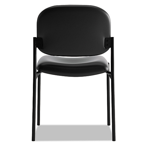 HON VL606 Stacking Guest Chair without Arms, Bonded Leather Upholstery, 21.25" x 21" x 32.75", Black Seat, Black Back, Black Base (VL606SB11)