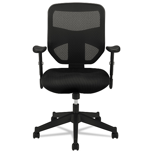 HON VL531 Mesh High-Back Task Chair with Adjustable Arms, Supports Up to 250 lb, 18" to 22" Seat Height, Black (VL531MM10)