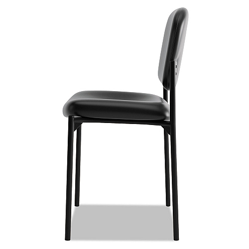 HON VL606 Stacking Guest Chair without Arms, Bonded Leather Upholstery, 21.25" x 21" x 32.75", Black Seat, Black Back, Black Base (VL606SB11)