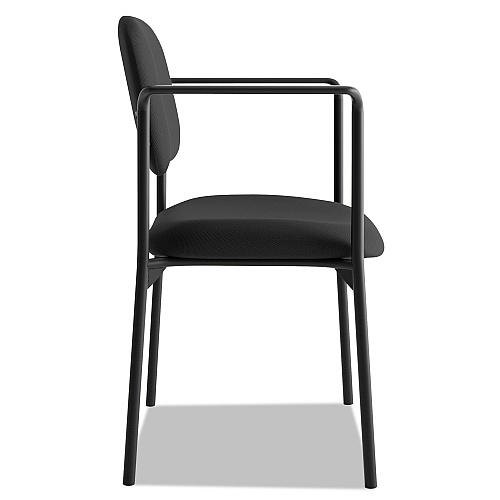 HON VL616 Stacking Guest Chair with Arms, Fabric Upholstery, 23.25" x 21" x 32.75", Black Seat, Black Back, Black Base (VL616VA10)