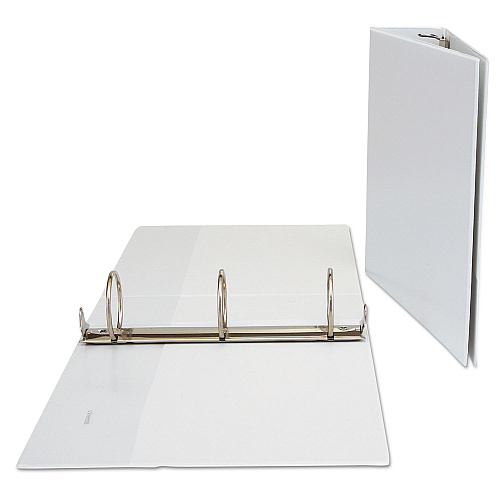 Universal Deluxe Round Ring View Binder, 3 Rings, 3" Capacity, 11 x 8.5, White (UNV20752)
