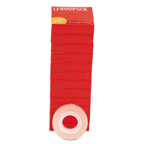 Universal Invisible Tape, 1" Core, 0.5" x 36 yds, Clear, 12/Pack (UNV81236VP)