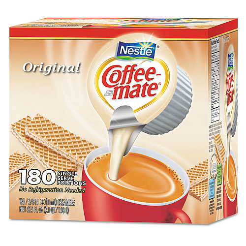 Coffee-mate Liquid Coffee Creamer, Original, 0.38 oz Mini Cups, 180/Carton (753032)