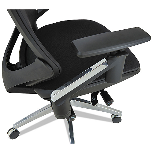 Alera EB-W Series Pivot Arm Multifunction Mesh Chair, Supports 275 lb, 18.62" to 22.32" Seat, Black Seat/Back, Aluminum Base (ALEEBW4213)