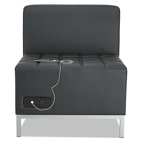 Alera QUB Series Powered Armless L Sectional, 26.38w x 26.38d x 30.5h, Black (ALEQB8116P)