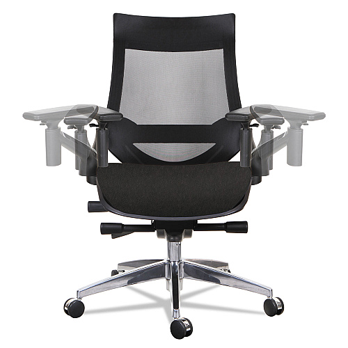 Alera EB-W Series Pivot Arm Multifunction Mesh Chair, Supports 275 lb, 18.62" to 22.32" Seat, Black Seat/Back, Aluminum Base (ALEEBW4213)