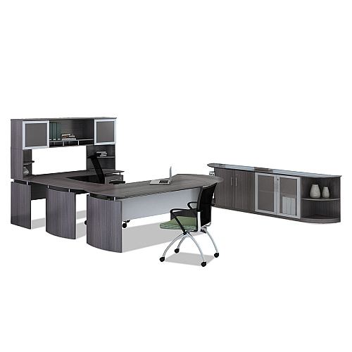 Safco Medina Series Laminate Curved Desk Top, 72" x 36", Gray Steel (MNDT72LGS)