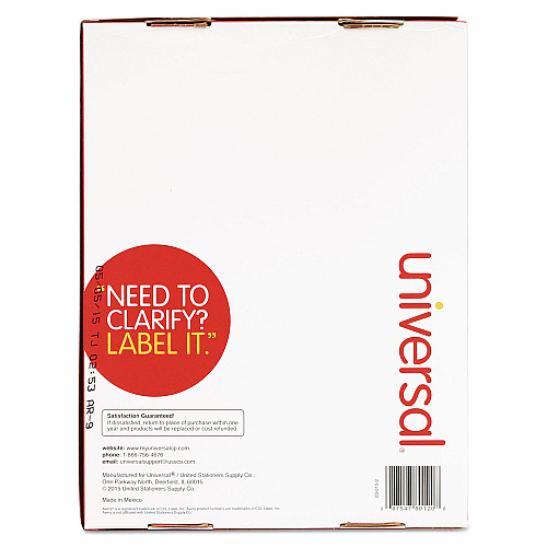 Universal White Labels, Inkjet/Laser Printers, 1 x 2.63, White, 30/Sheet, 250 Sheets/Pack (UNV80120)