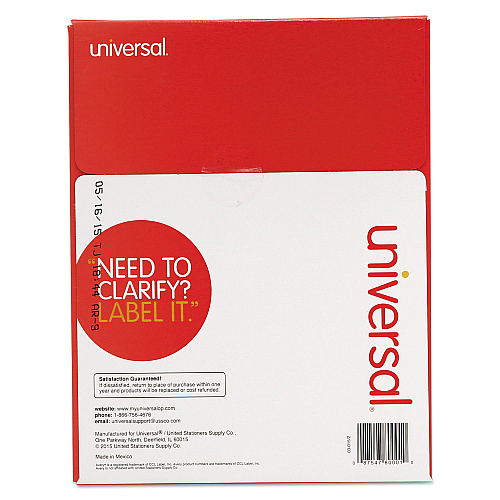 Universal White Labels, Inkjet/Laser Printers, 0.5 x 1.75, White, 80/Sheet, 100 Sheets/Box (UNV80001)