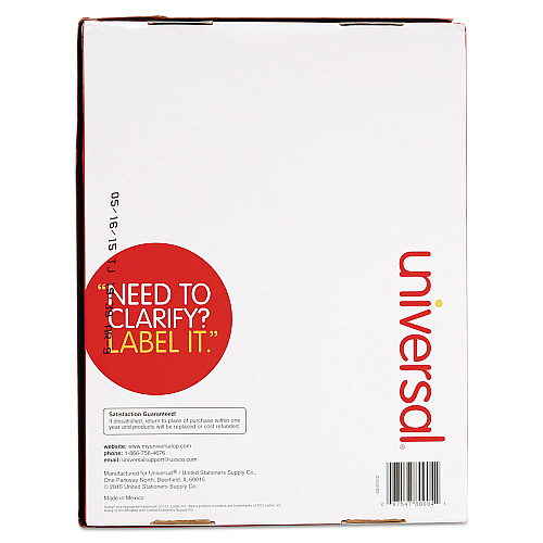 Universal White Labels, Inkjet/Laser Printers, 2 x 4, White, 10/Sheet, 250 Sheets/Box (UNV80004)