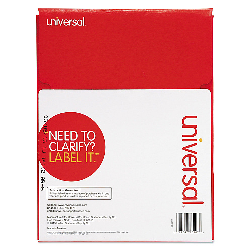 Universal Copier Mailing Labels, Copiers, 2 x 4.25, White, 10/Sheet, 100 Sheets/Box (UNV90107)