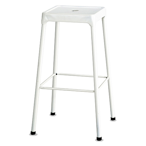Safco Bar-Height Steel Stool, Backless, Supports Up to 250 lb, 29" Seat Height, White (6606WH)
