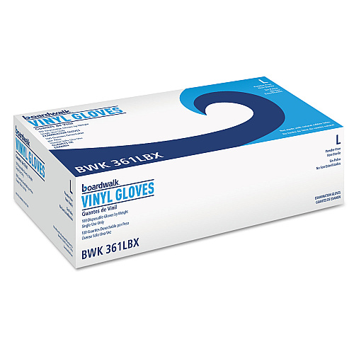 Boardwalk&reg; Exam Vinyl Gloves, Clear, Large, 5 mil, 1000/Carton (BWK361LCT)