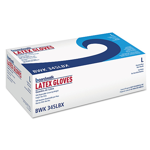 Boardwalk&reg; Powder-Free Latex Gloves, Large, 1000 Gloves (BWK345LCT)