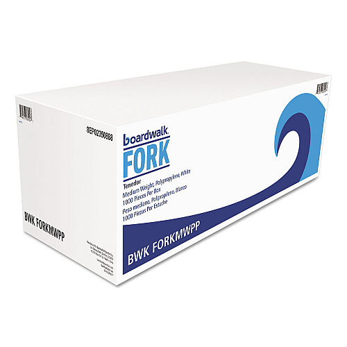 Boardwalk&reg; Mediumweight Plastic Forks, White, 1000 Forks (BWKFORKMWPP)