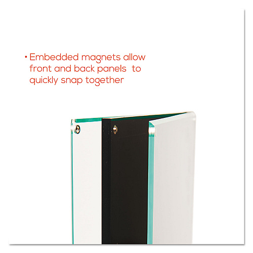 Deflecto Double-Sided Magnetic Sign Display, 8.5 x 11 Insert, 56" Tall, Clear/Black (692056)