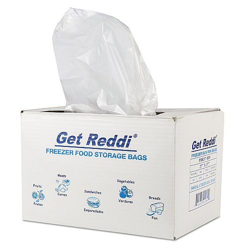 Inteplast Group Get Reddi Freezer Food Storage Bags for Full-Size Bun Pans, Includes Twist-Ties, 27" x 37", Natural, 200/Carton (PBR37HD)