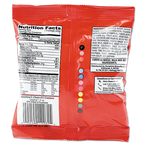 Sunshine Cheez-it Crackers, Original, 1.5 oz Pack, 45 Packs/Carton (827553)