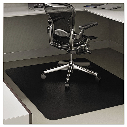 Deflecto EconoMat All Day Use Chair Mat for Hard Floors, Flat Packed, 45 x 53, Black (CM21242BLK)