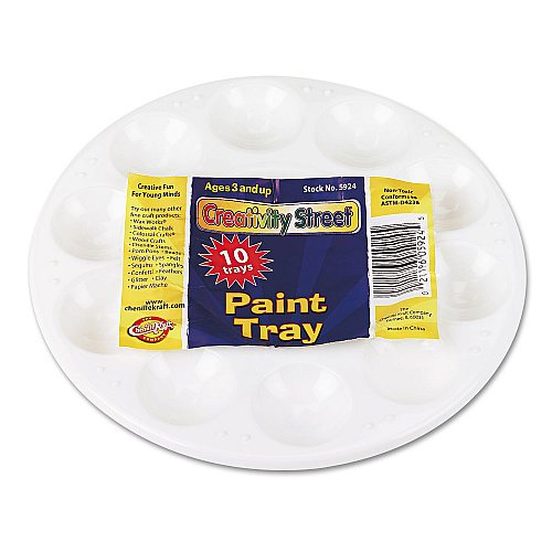 Creativity Street Round Plastic Paint Trays for Classroom, White, 10/Pack (5924)