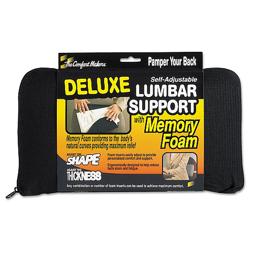 Master Caster The ComfortMakers Deluxe Lumbar Support Cushion, Memory Foam, 12.5 x 2.5 x 7.5, Black (92061)