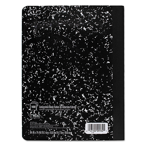 Mead Square Deal Composition Book, Medium/College Rule, Black Cover, (100) 9.75 x 7.5 Sheets (09932)