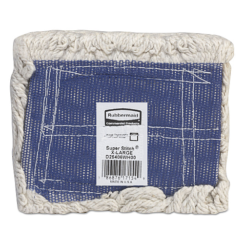 Rubbermaid Commercial Super Stitch Blend Mop, Cotton/Synthetic, X-Large, White, 6/Carton (D25406WHICT)