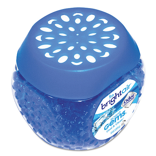 Bright Air Scent Gems Odor Eliminator, Cool and Clean, Blue, 10 oz Jar, 6/Carton (900228CT)