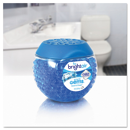 Bright Air Scent Gems Odor Eliminator, Cool and Clean, Blue, 10 oz Jar, 6/Carton (900228CT)