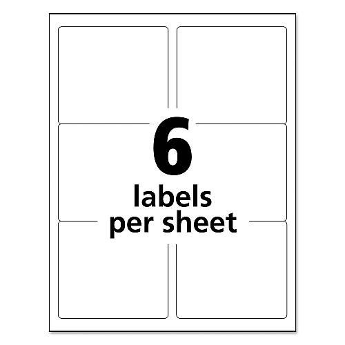 Avery White Shipping Labels-Bulk Packs, Inkjet/Laser Printers, 3.33 x 4, White, 6/Sheet, 250 Sheets/Box (95940)