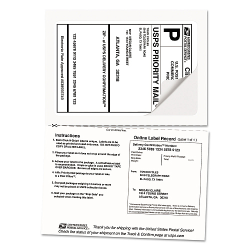 Avery Shipping Labels with Paper Receipt and TrueBlock Technology, Inkjet/Laser Printers, 5.06 x 7.63, White, 50/Pack (5127)